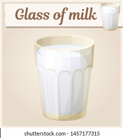 Glass of milk cartoon illustartion, drink vector icon