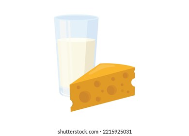glass of milk and cheese illustration design