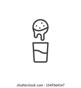 Glass of milk and cookies line icon. linear style sign for mobile concept and web design. Christmas cookies and milk glass outline vector icon. Symbol, logo illustration. Vector graphics