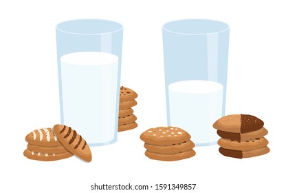 Glass of milk and cookies vector design illustration isolated on white background
