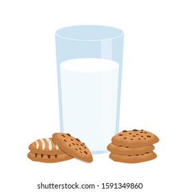 Glass of milk and cookies vector design illustration isolated on white background