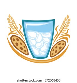 Glass of milk and cookies vector illustration