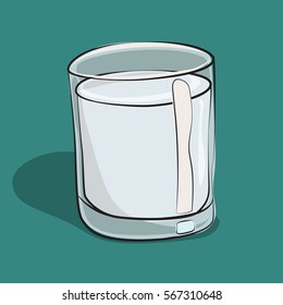 Glass of milk isolated on background. Traditional drink for breakfast. Vector cartoon food icon.