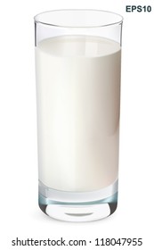 Glass of milk isolated on white. Vector illustration