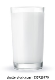 Glass Of Milk Isolated On White. Vector Illustration EPS-10