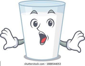 Glass of milk mascot design concept having a surprised gesture. Vector illustration