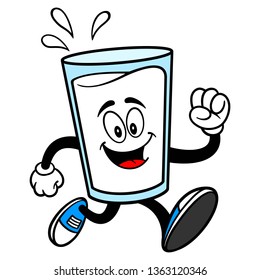 Glass of Milk Mascot Running - A vector cartoon illustration of a glass of Milk mascot.