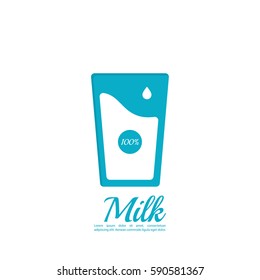 A glass of milk. Modern vector icon. 