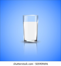 A glass of milk on a blue background. Vector illustration