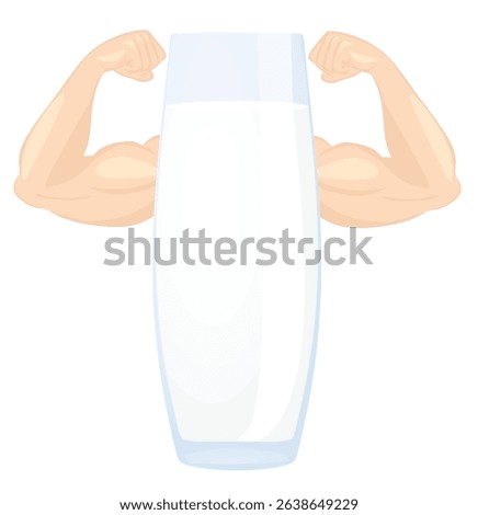 Glass milk pack with muscles. vector	