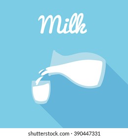 Glass milk and Pitcher, pour milk, Glass icon