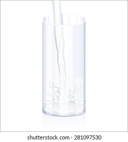 Glass with milk pouring in