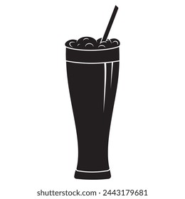 A glass with a milkshake and a straw, an isolated vector illustration of the icon