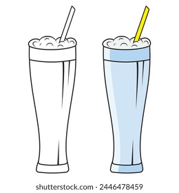 A glass with a milkshake and a straw, an isolated vector illustration of the icon