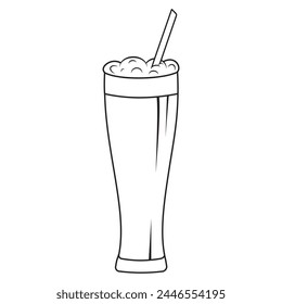 A glass with a milkshake and a straw, an isolated vector illustration of the icon