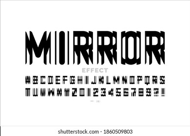 Glass mirror style modern font design, alphabet and numbers vector illustration