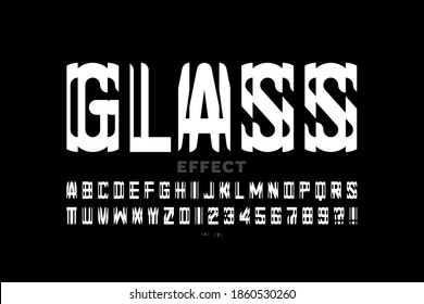 Glass mirror style modern font design, alphabet and numbers vector illustration