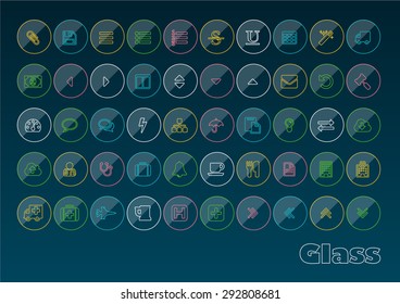 Glass Mobile software icons set