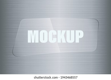 glass mockup transparent plate with silver abstract background vector