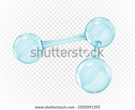 Glass model of a molecule on a transparent background. Vector illustration.
