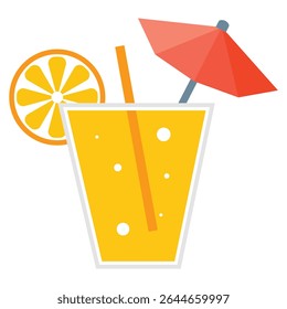 A glass of mojito and lime cocktail. Vector illustration isolated on white background. Fresh summer drink with ice