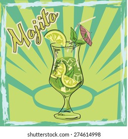 A glass of mojito, vector illustration