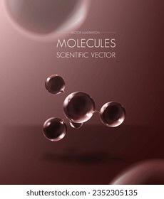 
Glasmolekül-Modell-Poster. Reflektive und refraktive abstrakte molekulare Form. Vektorgrafik