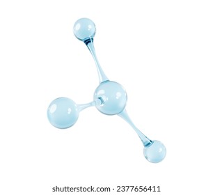 Glass molecule model. 3D abstract molecular structure isolated on white background. Vector 3d illustration