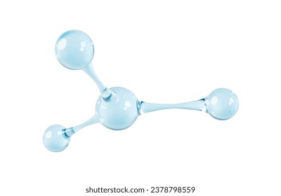 Modelo de molécula de vidrio. Estructura molecular abstracta 3D aislada sobre fondo blanco. Ilustración del vector 3d