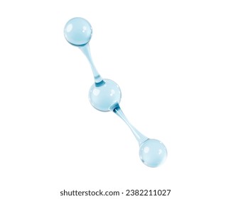 Modelo de molécula de vidrio. Estructura molecular abstracta 3D aislada sobre fondo blanco. Ilustración del vector 3d