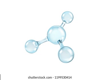 Glass molecule model. Reflective and refractive abstract molecular shape isolated on white background. Vector illustration - Shutterstock ID 1199530414