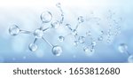 Glass molecules model. Reflective and refractive abstract molecular shape. Vector illustration