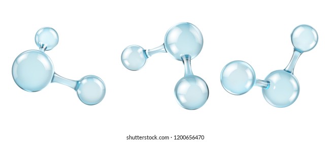 Glass molecules model. Reflective and refractive abstract molecular shape isolated on white background. Vector illustration - Shutterstock ID 1200656470