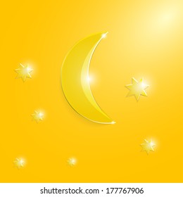glass moon and stars, vector illustration