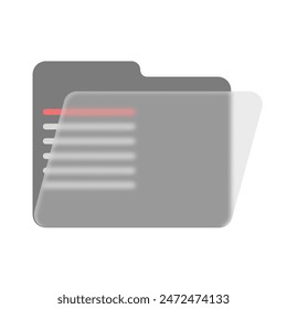 Glass morphing style document folder design element for business and computer system illustration