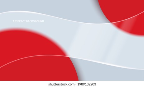 Glass Morphism. Abstract Geometric Background With Red Circles Under Transparent Frosted Glass.