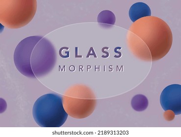 Glass morphism abstract mockup design, frame for website, phone's screen , background. Futuristic, trendy and stylish graphic illustration with round colourful geometric shape