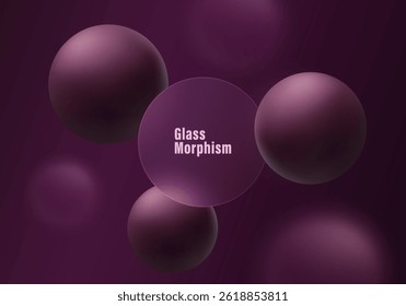 Glass morphism background, floating spheres, gradient futuristic abstract background.
