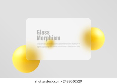 Vorlage des Glasmorphismus-Banners. Klarglasscheibe mit Weichzeichner-Effekt. Morphismus von Sphären abstrakter Kunst.