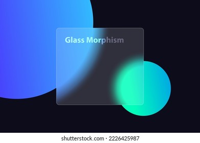 Glass morphism blur gradient 3d screen transparent vector background illustration mockup. Glass morphism gradient background