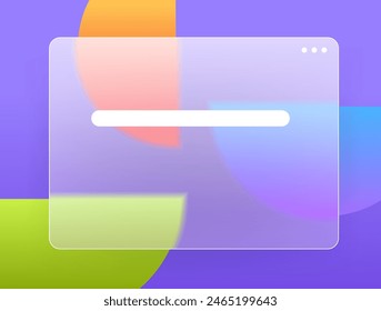 Ventana del navegador del morfismo de cristal en el fondo púrpura. Ilustración vectorial