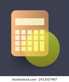 Glass morphism calculator vector icon on dark background
