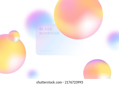 Glass morphism card template. Liquid shapes morphism abstract art stock illustration. Glassmorphism concept with 3d geometric shapes. Frosted glass effect.