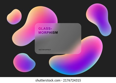 Glass morphism card template  Liquid shapes morphism abstract art stock illustration  Glassmorphism concept and 3d geometric shapes  Frosted glass effect 