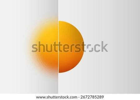 Glass morphism concept: 3D yellow sphere with a blur effect on a gray background. Eps 10