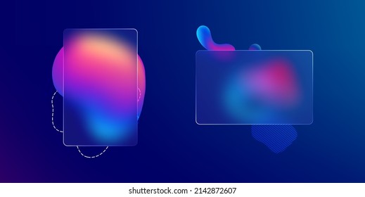Glass morphism credit card template  Plastic rectangle transparent plastic and blur effect  Liquid shapes morphism abstract art 