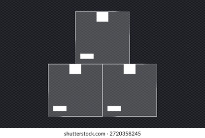 Glass morphism delivery boxes icon vector. package, storage box symbol. vector illustration.