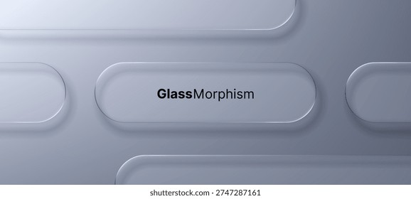 Glass morphism design with translucent shape. Vector liquid glass effect for minimal web background or user interface. Abstract ui ux element.