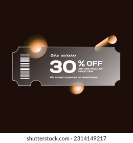 Glass morphism effect discount coupon illustration