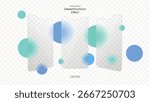 Glass morphism effect on smartphone screens with blurry spheres. Transparent glass effect, vector design, modern UI element, PNG